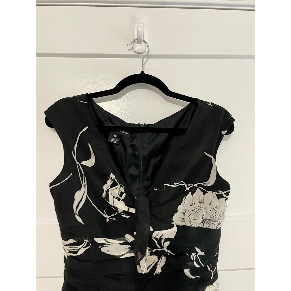 Silk Jones New York Black Floral Ruched Midi Dress Y2K - Picture 8 of 8